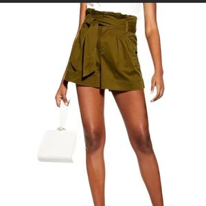 H&M Paper Bag Waist Shorts Women's 8 Elastic Waist Belt